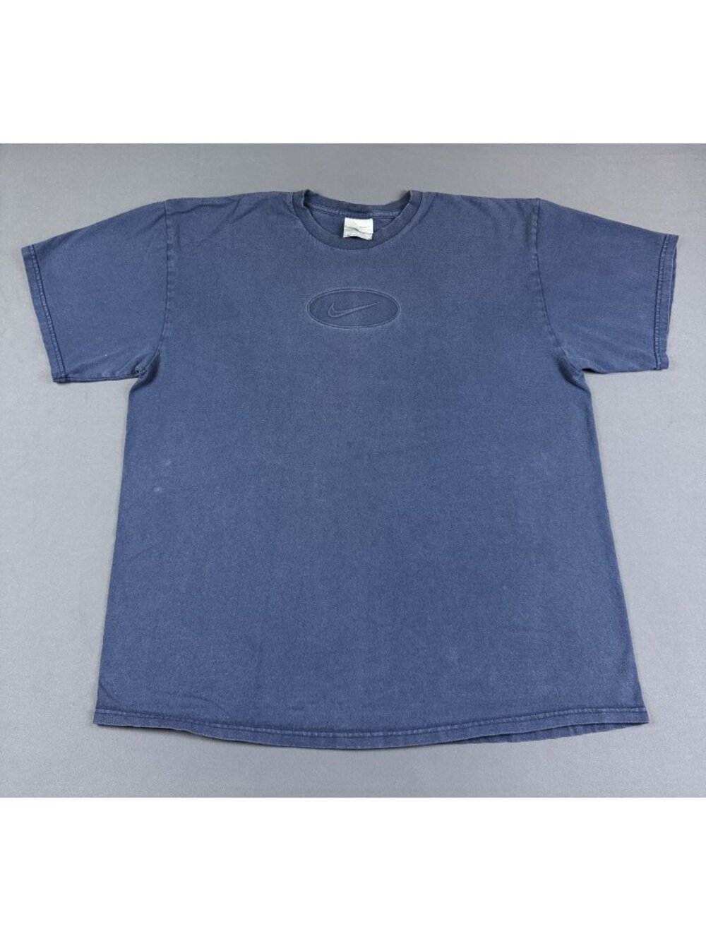 Rare Vintage Y2K Nike Swoosh Logo Sun Fade Navy Blue Sports Streetwear XL Tee